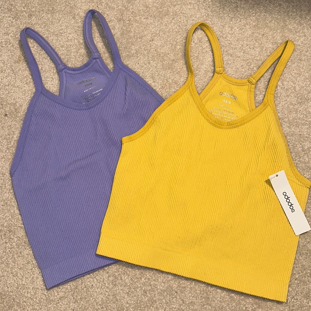 Two Halter Neck Ododos Ribbed Tank Tops